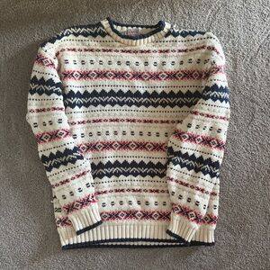 Orvis Cream, Navy and red Patterned Sweater